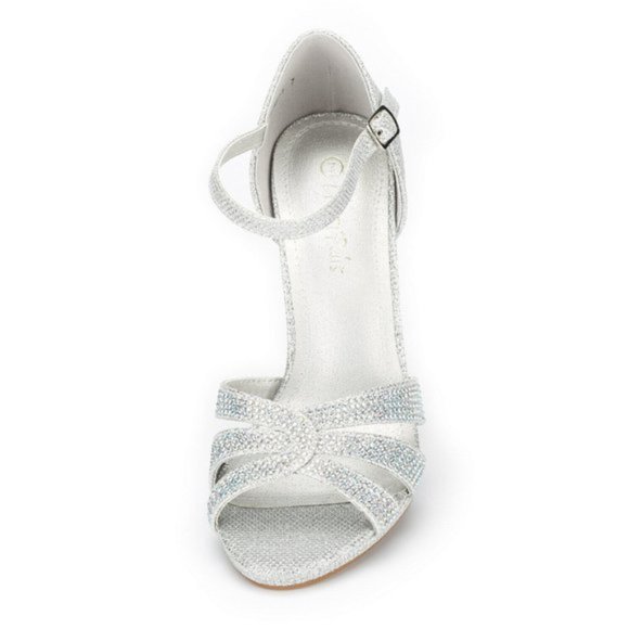 Women's Ankle Strap Stolettos Low Heel Sandals Open Toe Dress Shoes-silver - Picture 5 of 5